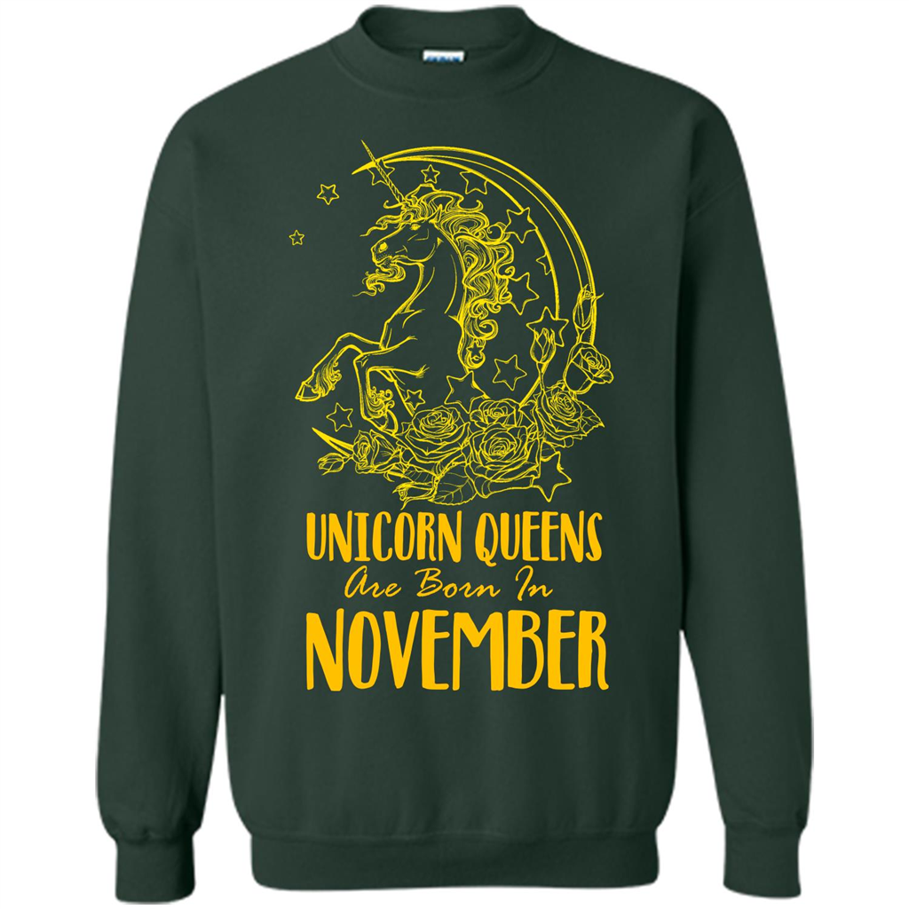 November Unicorn T-shirt Unicorn Queens Are Born In November Forest Green