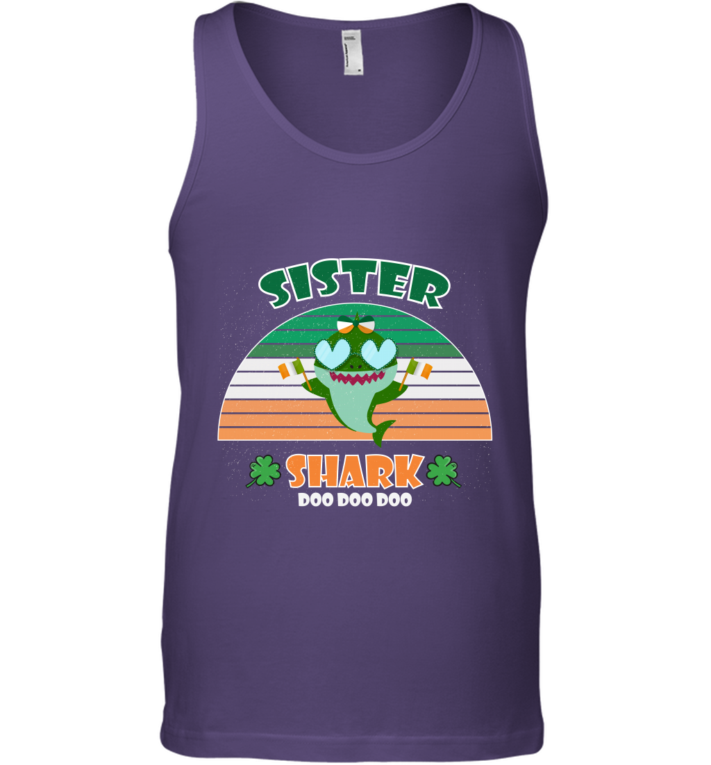 Irish Sister Shark Saint Patricks Day Family Shirt Tank Top Purple