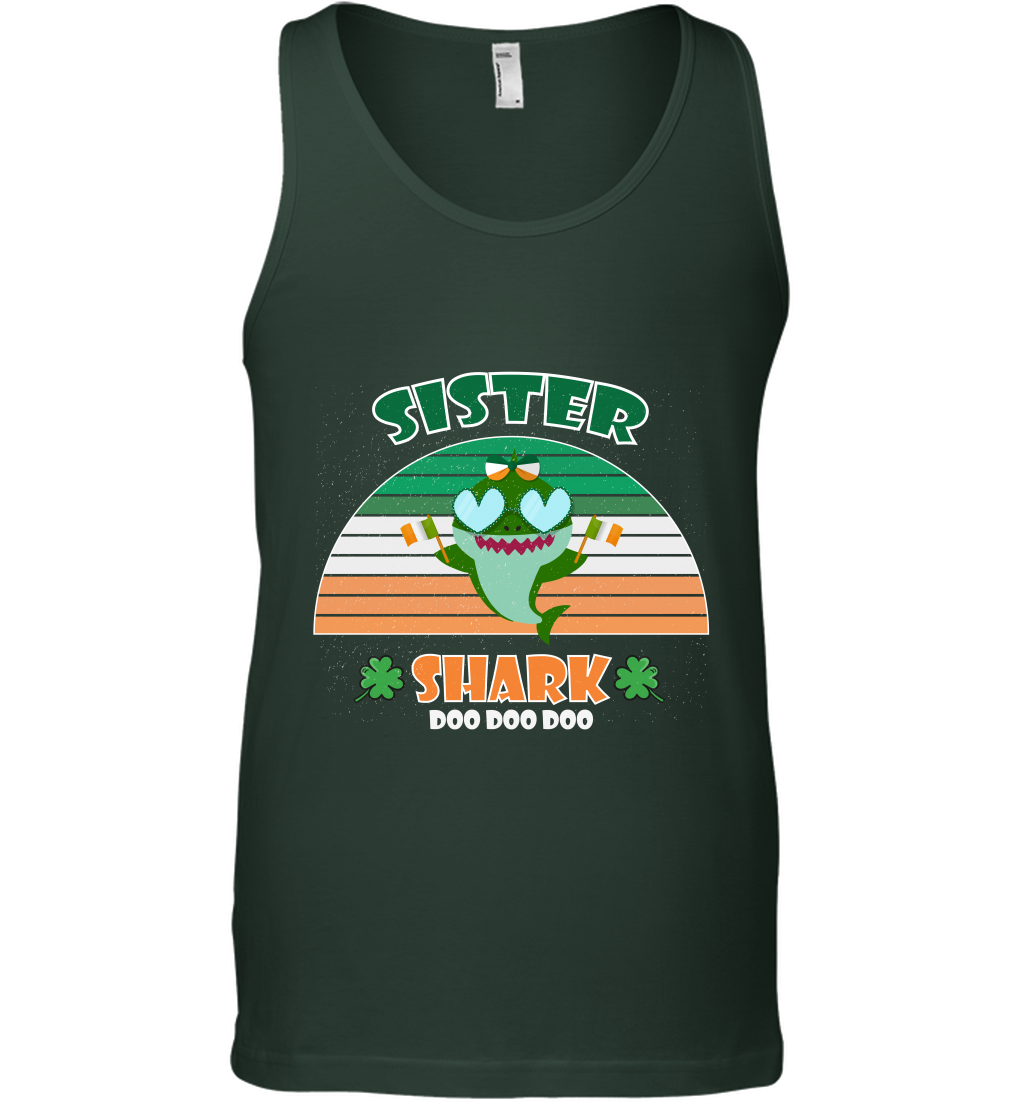 Irish Sister Shark Saint Patricks Day Family Shirt Tank Top Forest Green