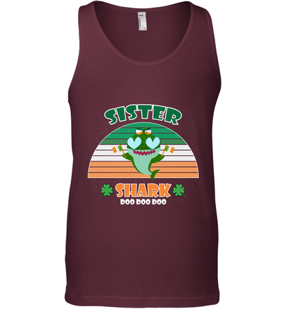 Irish Sister Shark Saint Patricks Day Family Shirt Tank Top Maroon
