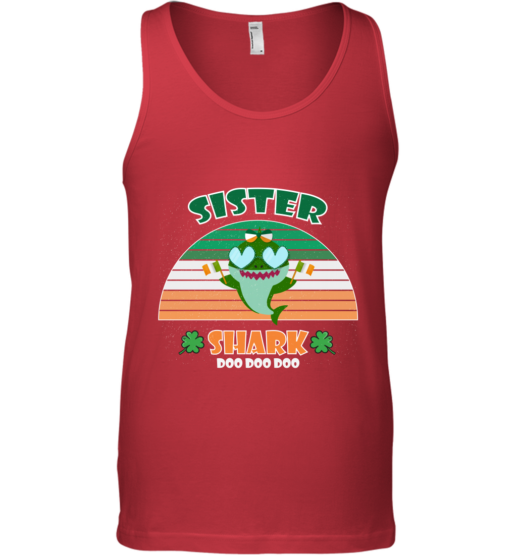 Irish Sister Shark Saint Patricks Day Family Shirt Tank Top Red