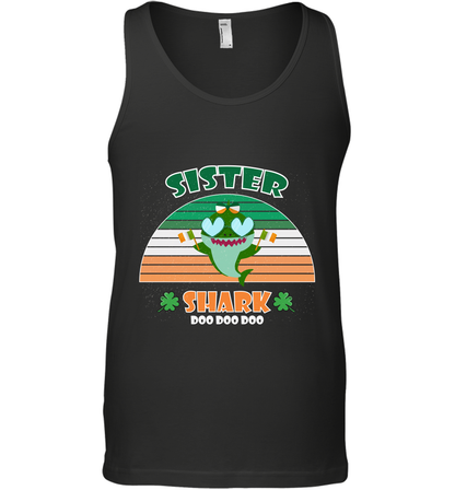 Irish Sister Shark Saint Patricks Day Family Shirt Tank Top Black