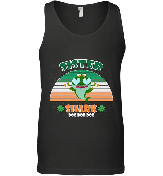 Irish Sister Shark Saint Patricks Day Family Shirt Tank Top Black