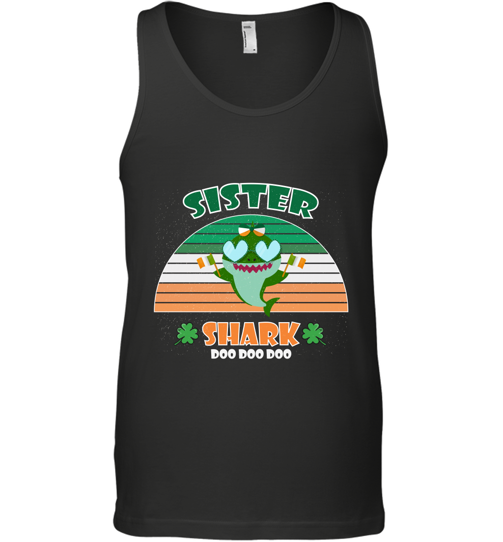 Irish Sister Shark Saint Patricks Day Family ShirtCanvas Unisex Ringspun Tank
