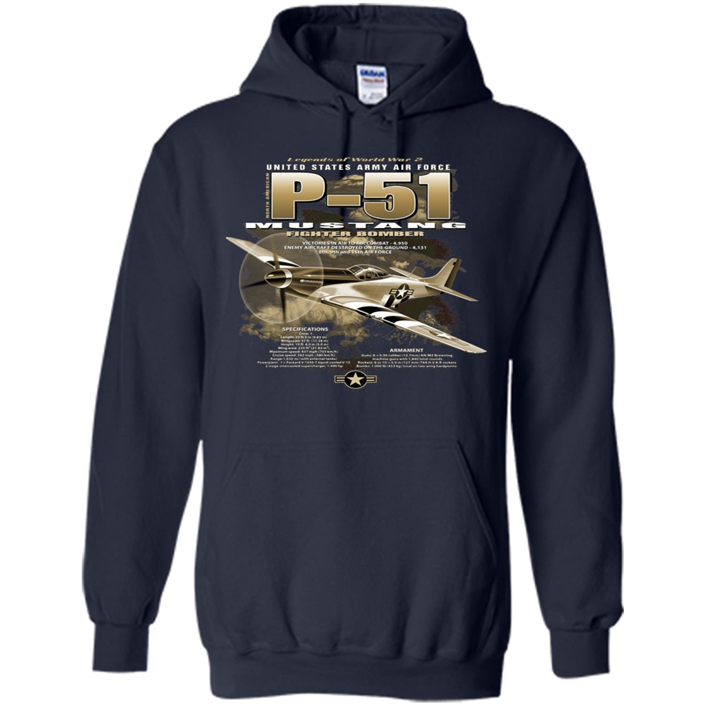 P-51 Mustang United States Army Air Force Fighter T-shirt Navy