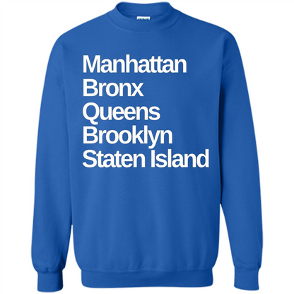 New York 5 Boroughs T-shirt Manhattan Bronx Queens Brooklyn Staten Island Royal