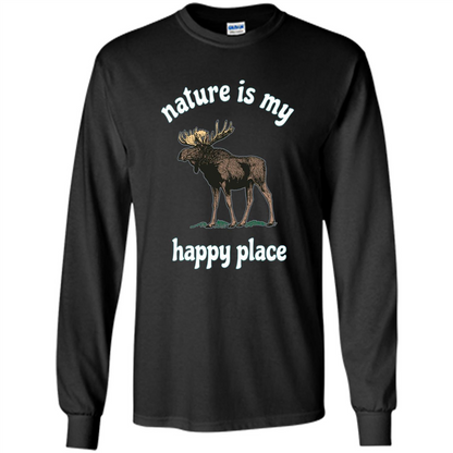 Moose's Wildlife T-Shirt Nature Is My Happy Place Black