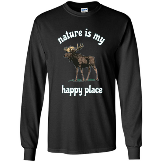 Moose's Wildlife T-Shirt Nature Is My Happy Place Black