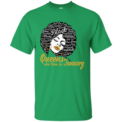 Queen Are Born In January T-shirt Irish Green