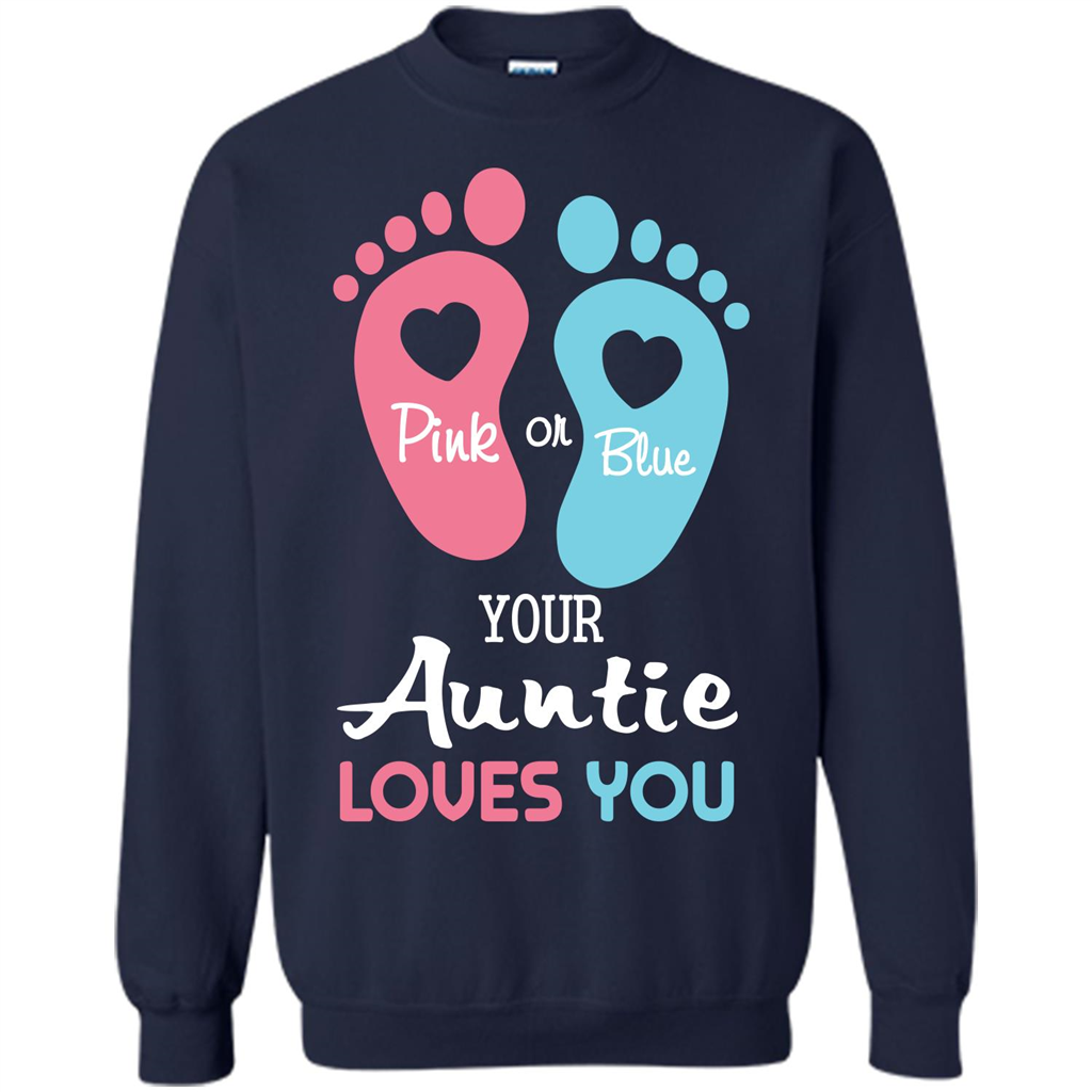 Baby T-shirt Pink Or Blue Your Auntie Loves You Navy