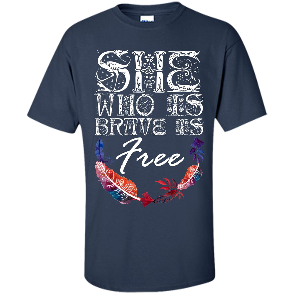 She Is Brave Is Free T-shirt Navy