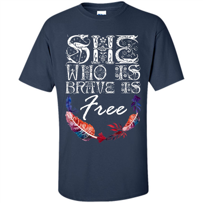 She Is Brave Is Free T-shirt Navy