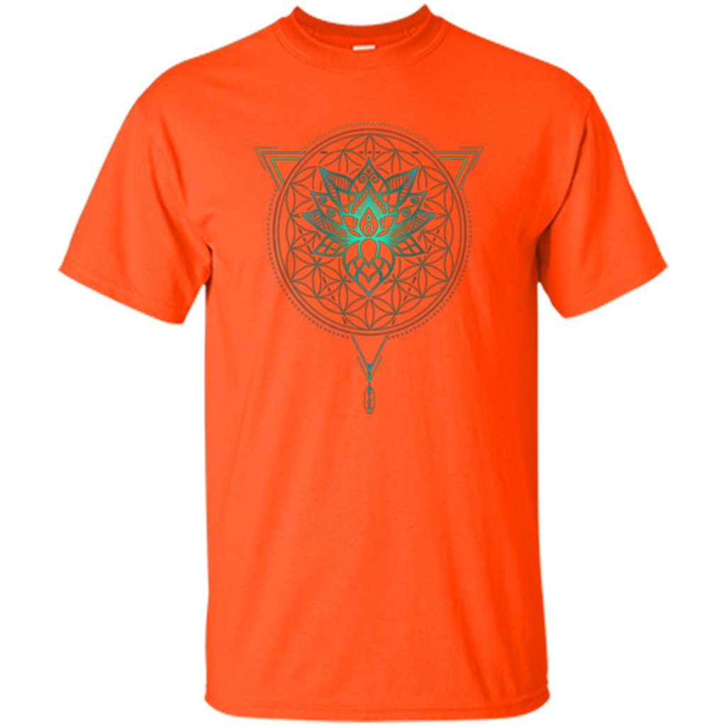 Lotus Flower Of Life T-shirt Mandala in Geometric Triangle Orange