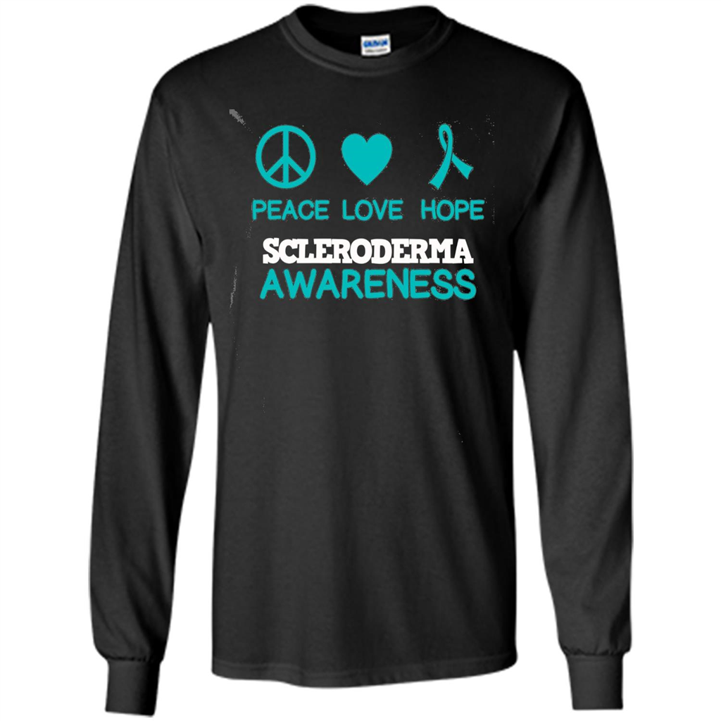 Scleroderma Awareness Ribbon Support T-shirt Peace Love Hope T-shirt Black