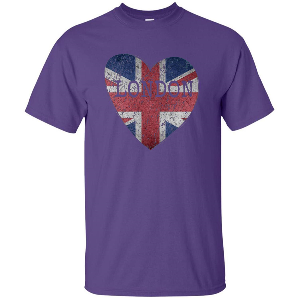 London Flag UK Heart T-shirt Purple