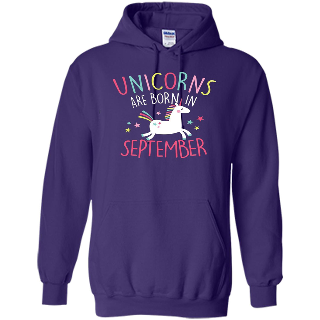 Unicorns Are Born In September Birthday T-Shirt Purple