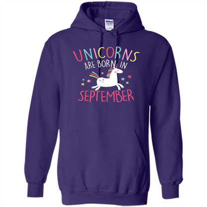 Unicorns Are Born In September Birthday T-Shirt Purple