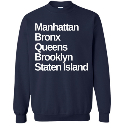 New York 5 Boroughs T-shirt Manhattan Bronx Queens Brooklyn Staten Island Navy