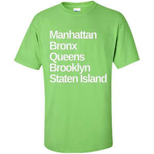 New York 5 Boroughs T-shirt Manhattan Bronx Queens Brooklyn Staten Island