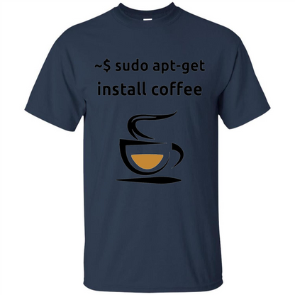 Sudo Apt-Get Install Coffee T-shirt Navy