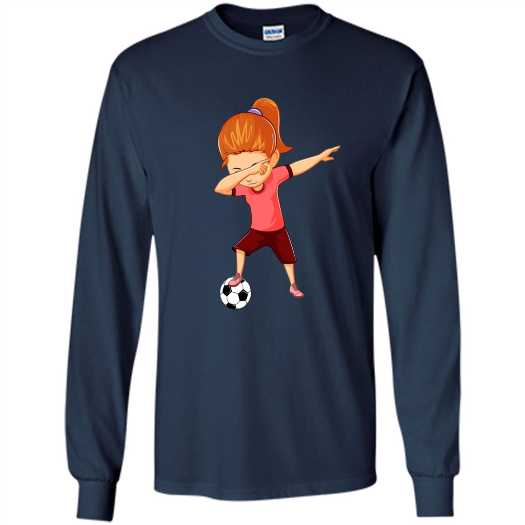 Soccer T-shirt For Girls Funny Dabbing Dab Dance Soccer Ball Navy