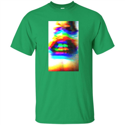 Glitch Art Lips T-shirt Irish Green