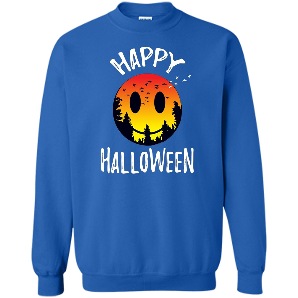 Cute Halloween T-shirt Spooky Camp Happy Face Emoji T-shirt Royal