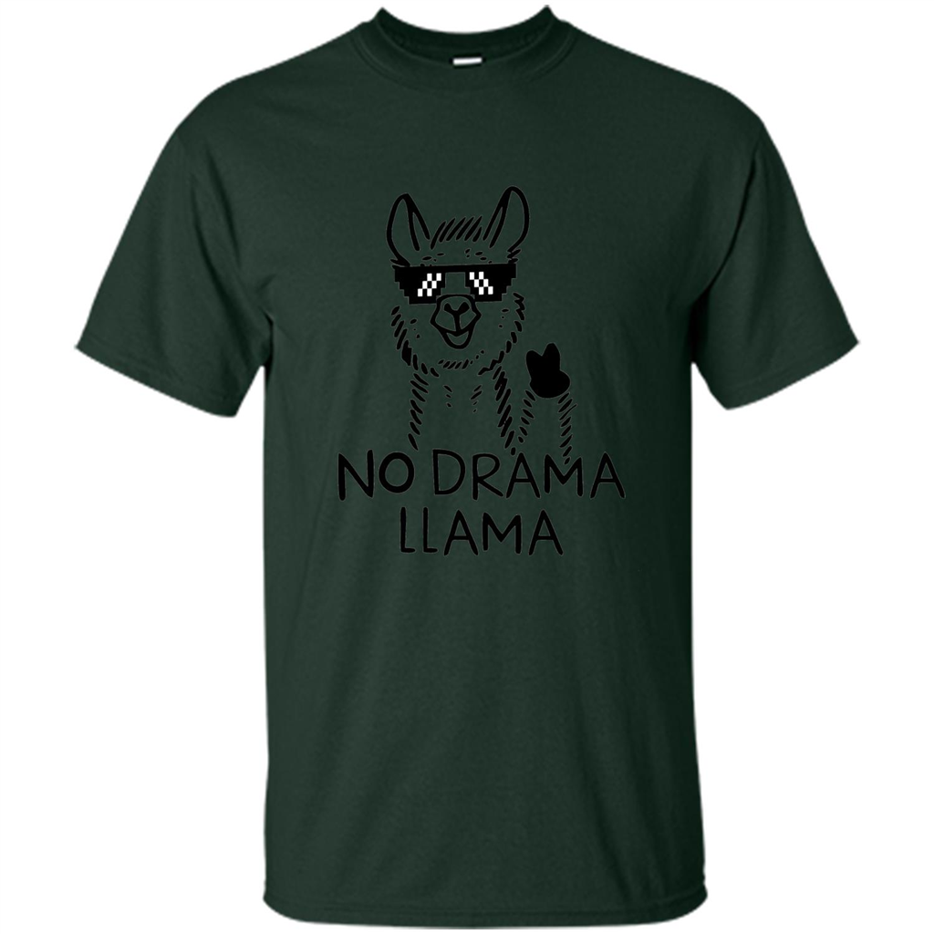 Funny No Drama Llama T-shirt Forest Green