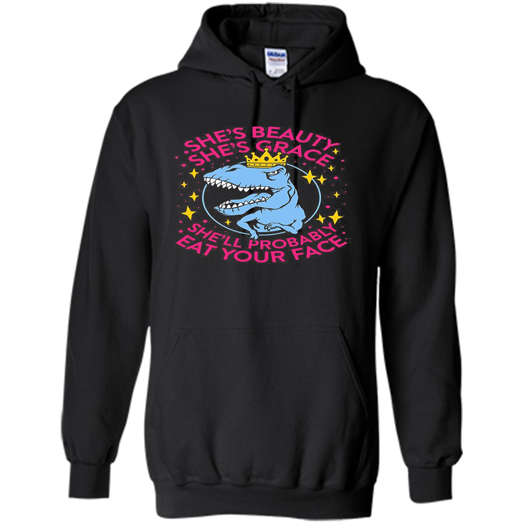 Saurus T-shirt She's Beauty She's Grace She'll Probably Eat Your Face Black