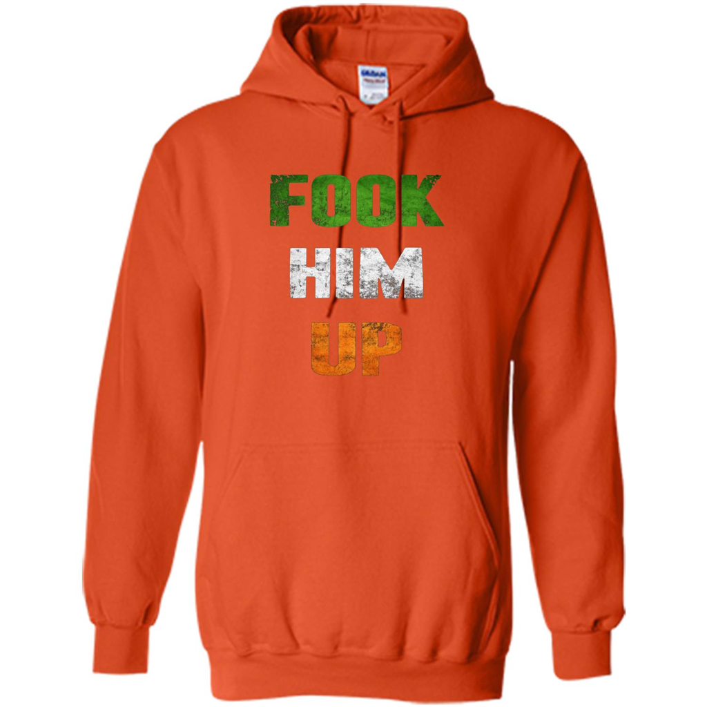 Funny Boxing T-shirt Fook Him Up Irish Boxing T-shirt Orange