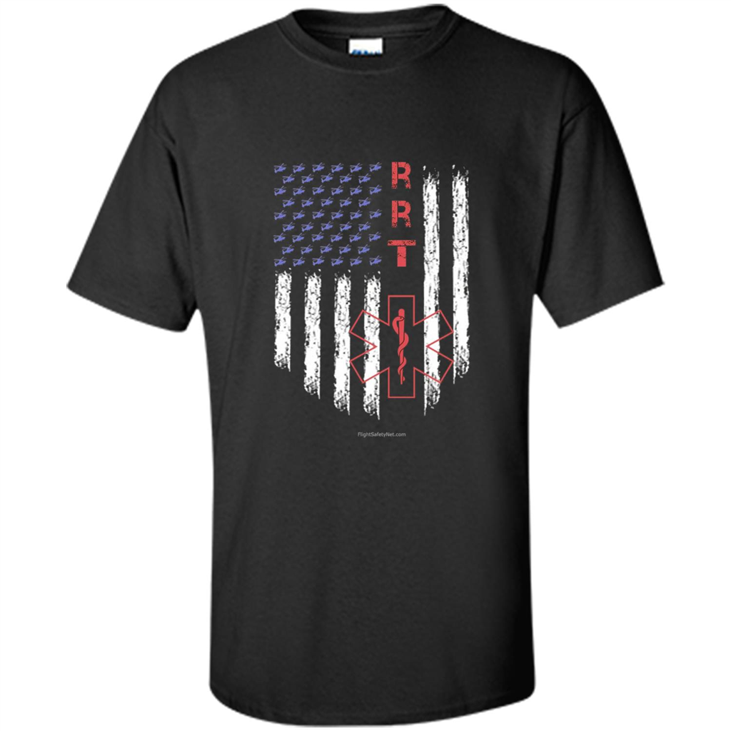 RRT - Respiratory Therapist American Flag T-shirt Black