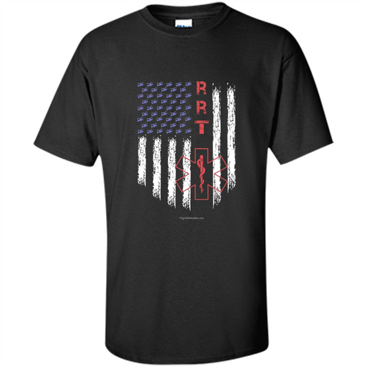 RRT - Respiratory Therapist American Flag T-shirt Black