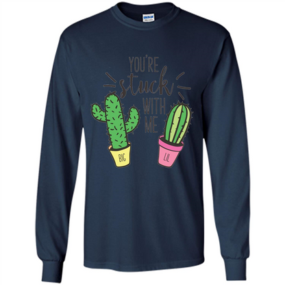 You're Stuck With Me Cactus Big Little T-shirt Navy