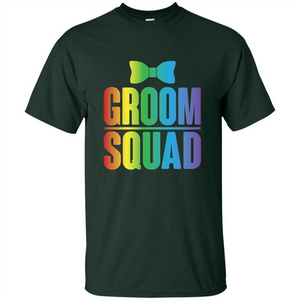 Groom Squad Bachelor Party Rainbow Bowtie T-Shirt