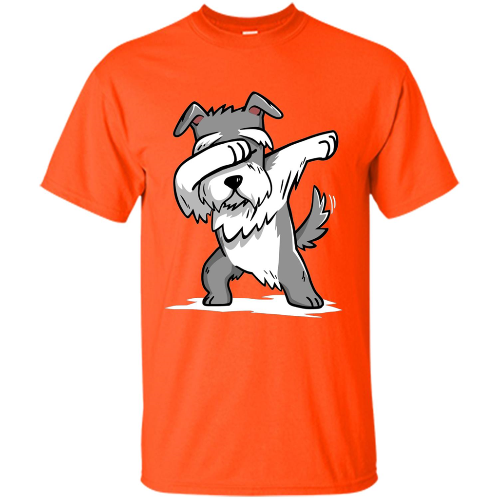 Schnauzer Cute Dabbing T-Shirt Funny Dab Dance Gift T-shirt Orange