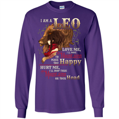 Im A Leo Love Me Ill Move Mountains To Make You Happy T-shirt Purple