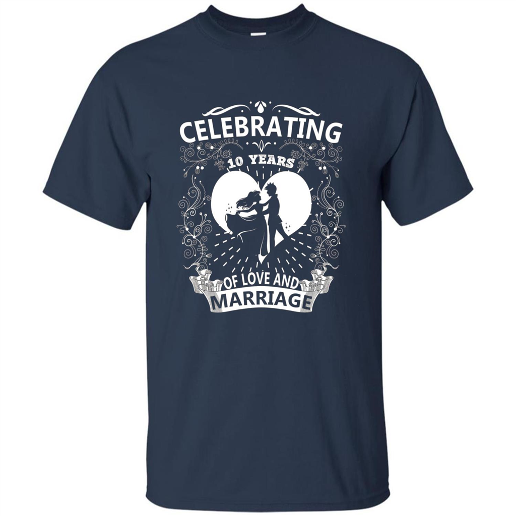 Celebrating 10 Years Wedding Anniversary Tshirt Navy