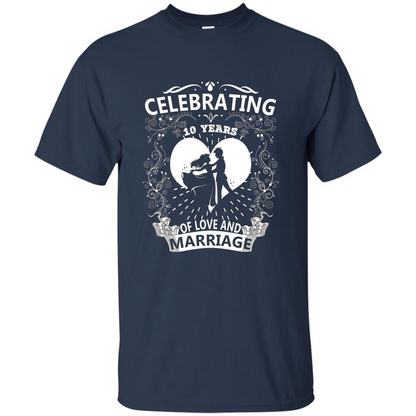 Celebrating 10 Years Wedding Anniversary Tshirt Navy