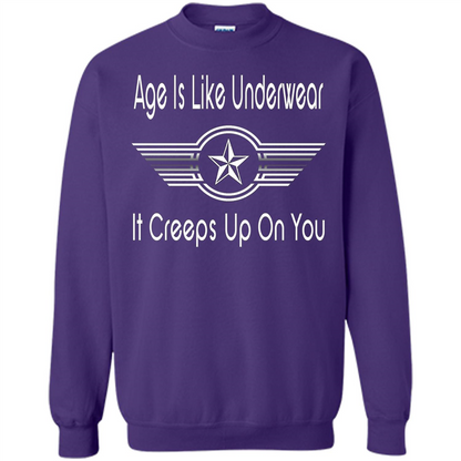 Funny Birthday T-shirts Age Is Like Underwear It Creeps Up On You Purple