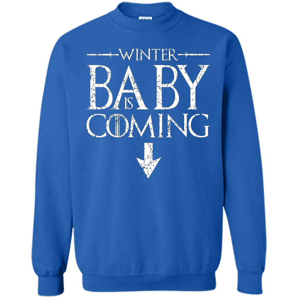 Funny Humor Maternity T-shirt Winter Baby is Coming Royal