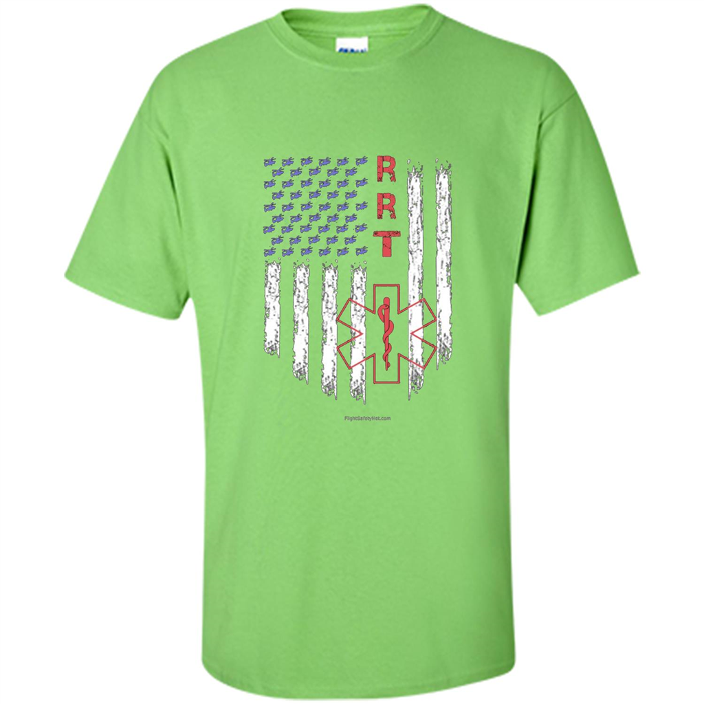 RRT - Respiratory Therapist American Flag T-shirt Lime