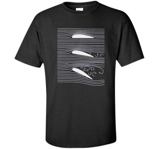 Airplane Wing T-shirt Aerospace Airfoil Stall Diagram Black