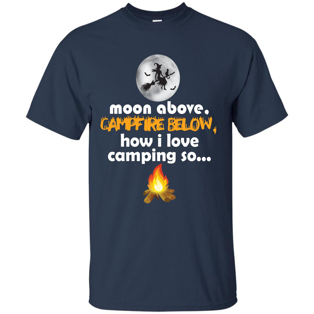 Halloween T-shirt Moon Above Campfire Below T-shirt Navy