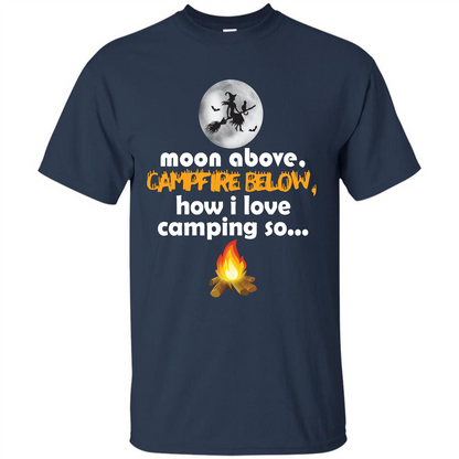 Halloween T-shirt Moon Above Campfire Below T-shirt Navy