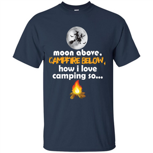 Halloween T-shirt Moon Above Campfire Below T-shirt