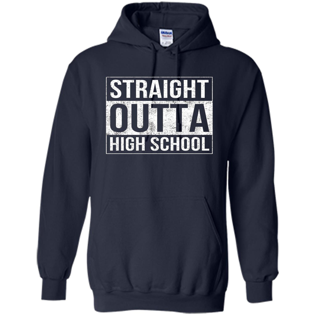 Funny High School Graduation T-shirt Straight Outta High School Navy