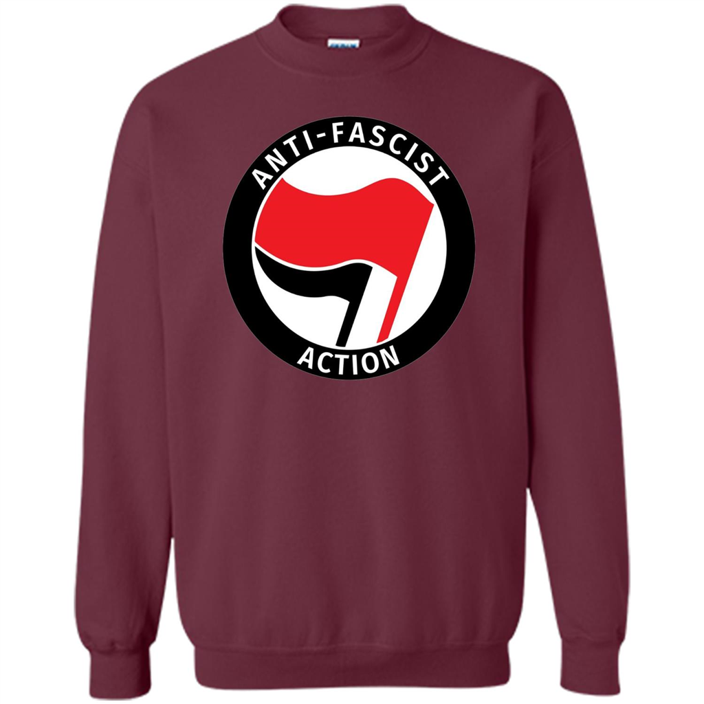 Anti - Fascist Action T-shirt Maroon