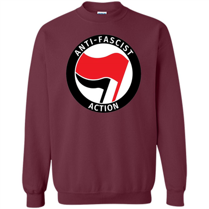 Anti - Fascist Action T-shirt Maroon