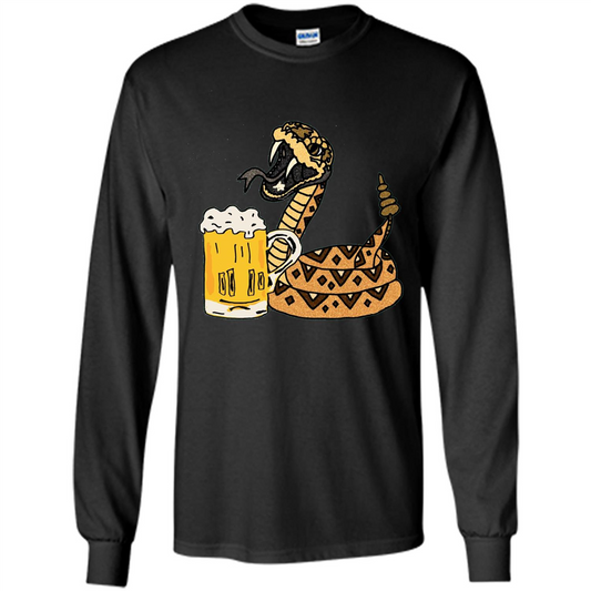 Smiletodaytees Funny Rattlesnake Drinking Beer T-shirt Black