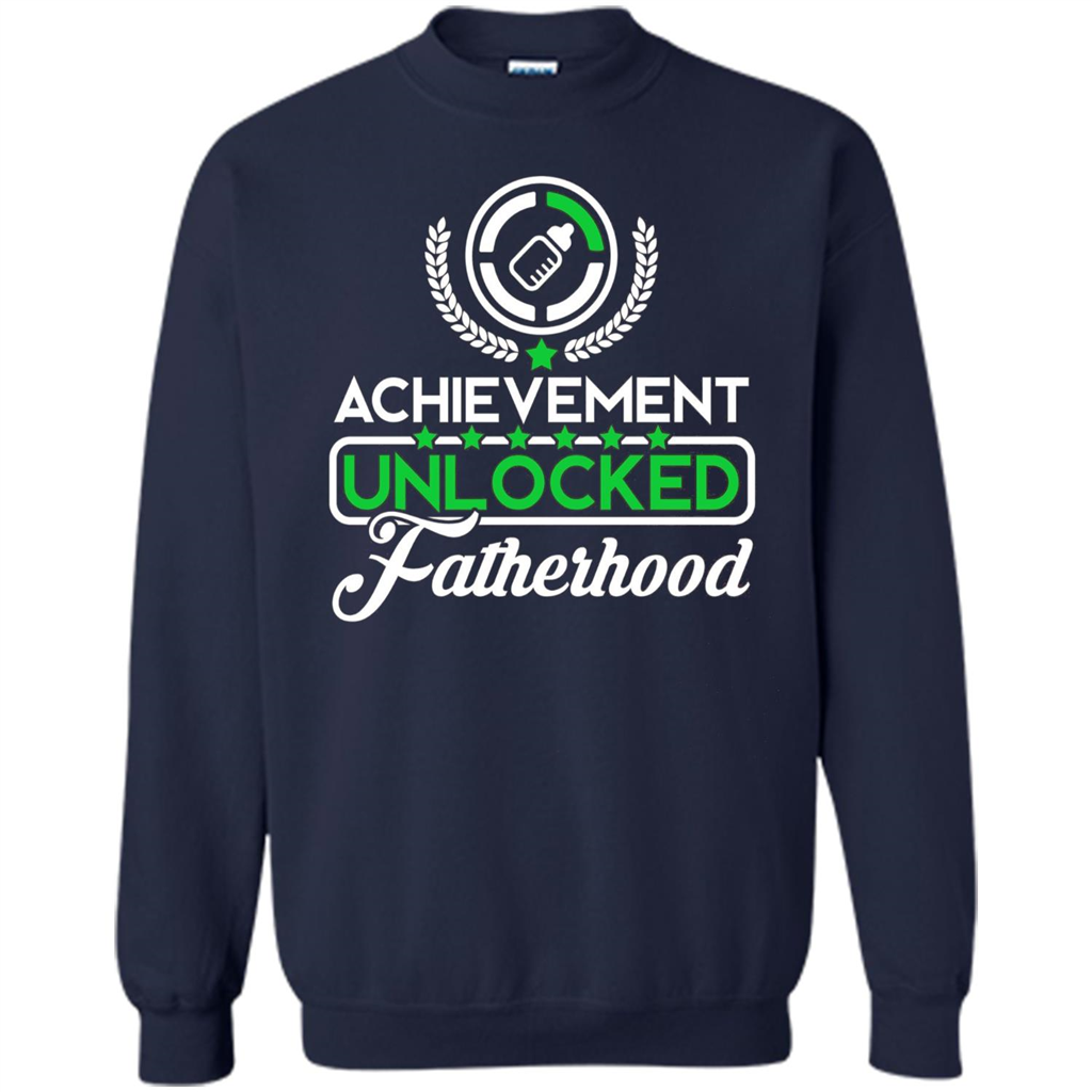 First Father's Day T-shirt Achievement Unlocked Fatherhood Navy